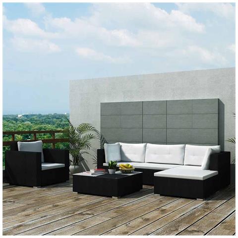 Set Divani da Giardino 6 pz con Cuscini in Polyrattan Nero - Foto 2