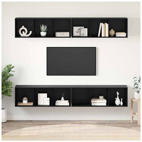 Mobile TV da Parete 4 pcs Rovere nero 37 x 37 x 107.5 cm - Foto 2