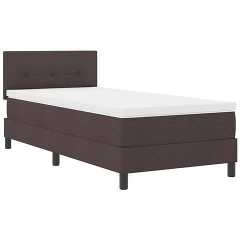 Letto a molle con materasso Marrone Scuro 90 x 190 cm Tessuto - Foto 1