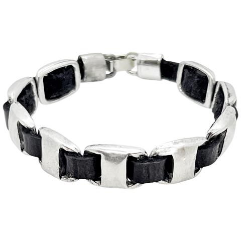 Bracciale Alfi In Pelle Nera - Foto 2