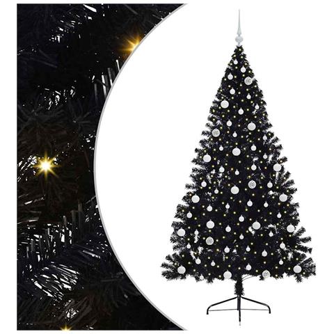Albero di Natale artificiale con luci integrate Nero 210 cm PVC - Foto 1