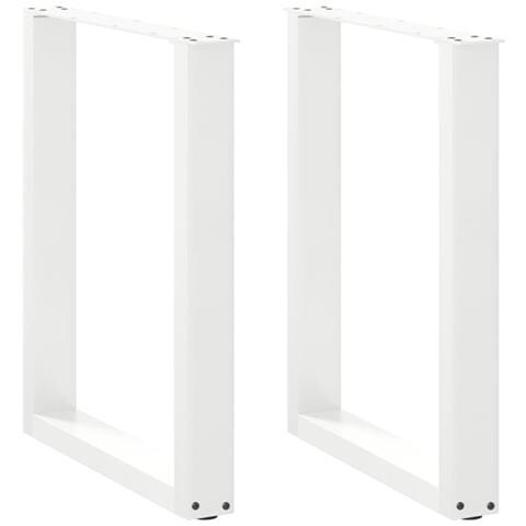 Gambe per tavolo da pranzo a forma di U 2 pz bianche 60x(72-73) cm in acciaio - Foto 1