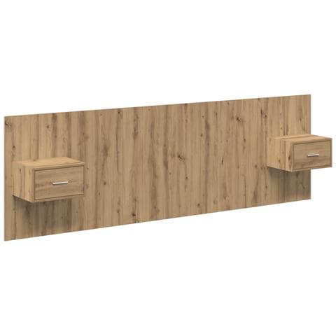 Testata con Comodino 3 pcs Rovere artigianale Legno multistrato - Foto 1