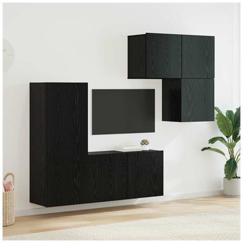 Mobile TV 4 pcs Rovere Nero Legno multistrato - Foto 2