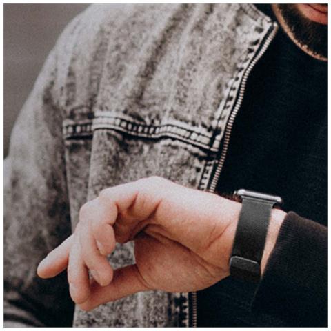 Bracciale Per Apple Watch 44 / 45 / 49mm In Acciaio Inossidabile A Maglia Milanese, Grafite - Foto 5