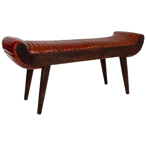 Sgabello In Pelle Marrone 125x51x38h - Foto 1