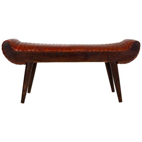 Sgabello In Pelle Marrone 125x51x38h - Foto 2