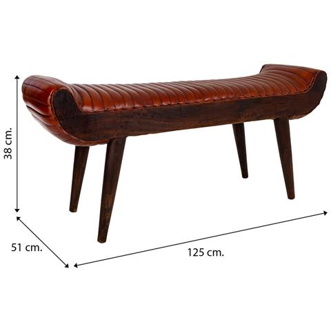 Sgabello In Pelle Marrone 125x51x38h - Foto 6
