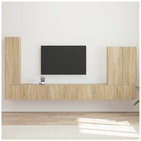Set di Mobiletto da TV a Parete 6 pcs Rovere Sonoma - Foto 2