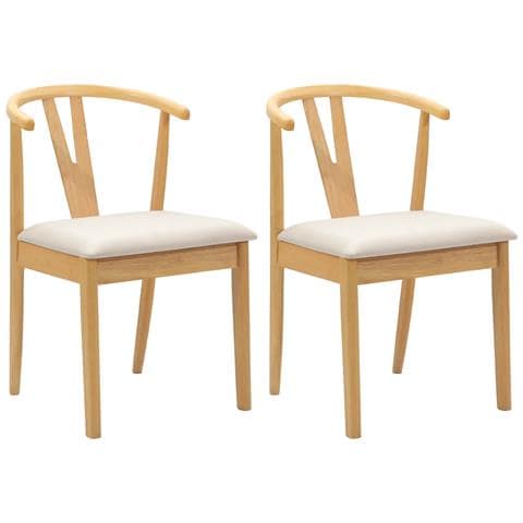 Sedia da pranzo 2 pcs Naturale e chiaro Legno di gomma solido - Foto 1