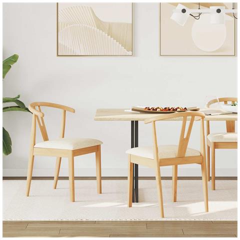 Sedia da pranzo 2 pcs Naturale e chiaro Legno di gomma solido - Foto 2