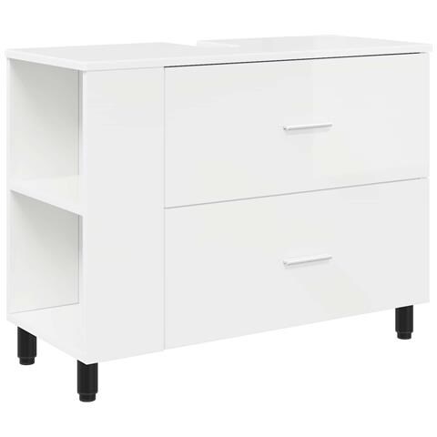 Mobiletto da bagno Bianco Lucido 80 x 35 x 60 cm - Foto 1