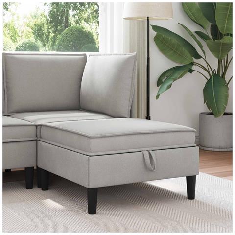 Pouf con Storage Grigio chiaro Velluto - Foto 2
