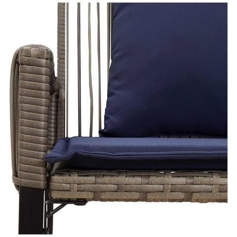 Panchina da esterno 4 pcs Grigio e Blu Navy polyrattan - Foto 9