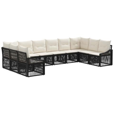 Set Divano da Giardino 10 pcs Nero polyrattan - Foto 1