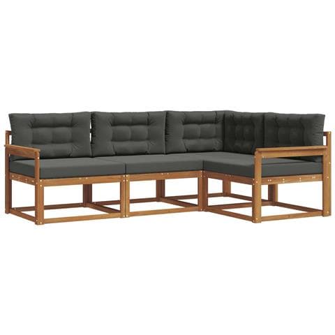 Set di divani da esterno con cuscino 4 pcs Naturale e Antracite - Foto 1