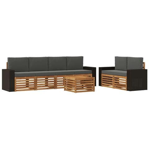 Set di divani da esterno con cuscino 7 pcs Naturale e Antracite - Foto 1