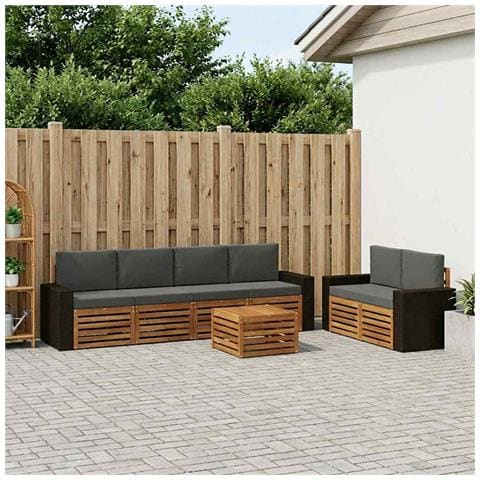 Set di divani da esterno con cuscino 7 pcs Naturale e Antracite - Foto 2