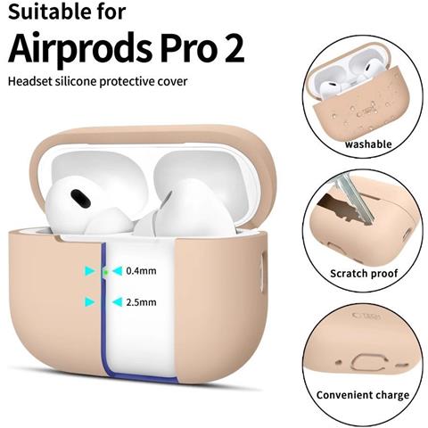 Custodia In Silicone Per Apple Airpods Pro 1 / 2 - Colore Sabbia - Foto 2