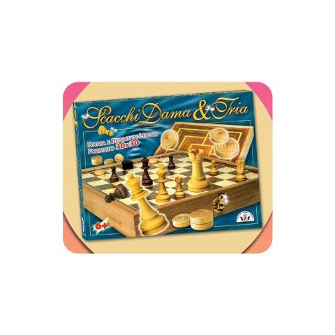 Gioco Scacchi / dama / tria In Legno 30x30 Cf1 - Foto 1