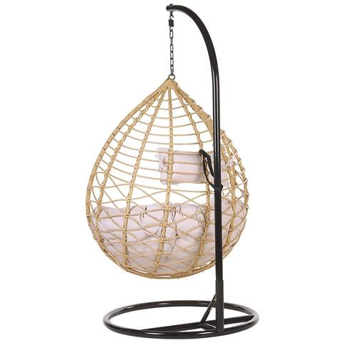 Poltrona Sospesa In Rattan Beige Con Piedistallo Arsita - Foto 13