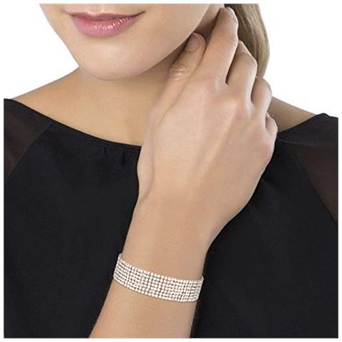Bracciale Multifilo Largo In Metallo Rosato Con Strass Per Donna - Foto 3