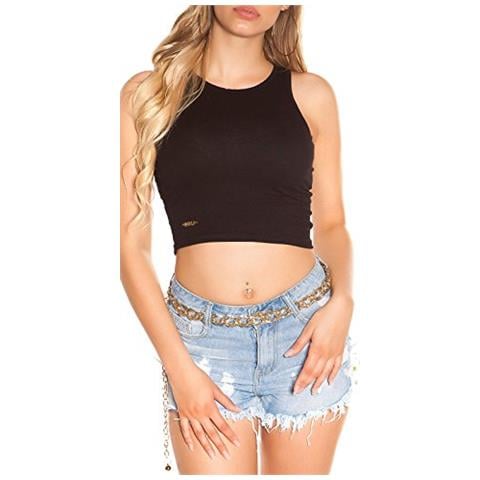 Basic - Canotta Da Addominale, Casual Crop Nero S - Foto 1