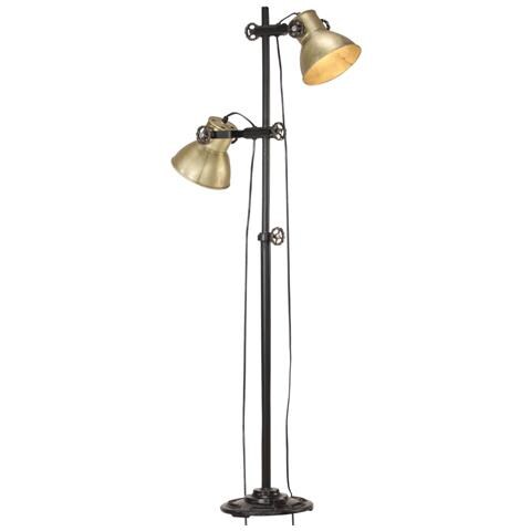 Lampada da Pavimento con 2 Paralumi Ottone E27 in Ghisa - Foto 1