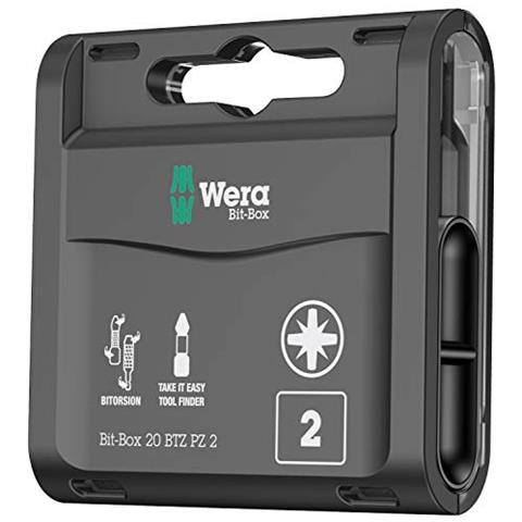 Wera 05057761001 Inserti per Adatte un Viti Pozidriv, 0 W, 0 V, Multicolore, PZ 2, Set di 20 Pezzi - Foto 1