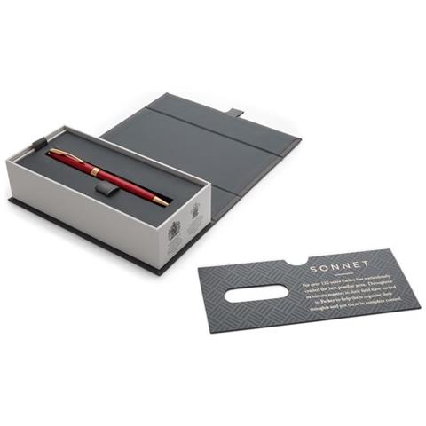 Sonnet penna a sfera, laccatura di colore rosso con finiture in oro, pennino medio - Confezione regalo - Foto 3