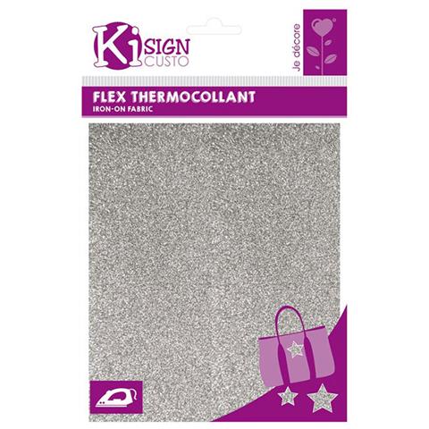 Flex Termoadesivo Con Glitter - Argento 15 X 20 Cm - Foto 1