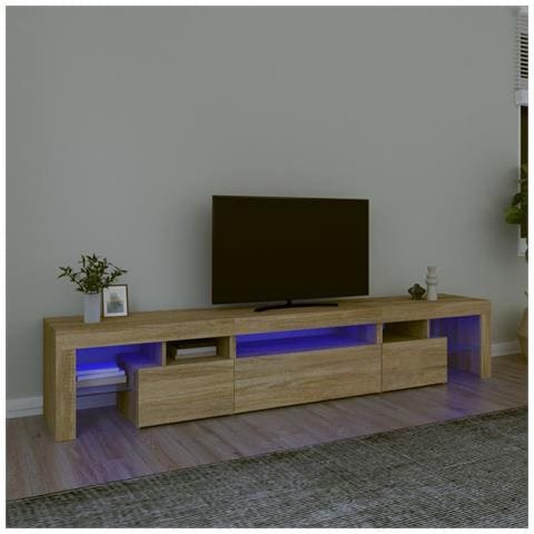 Mobile Porta Tv Con Luci Led Rovere Sonoma 215x36,5x40 Cm - Foto 6