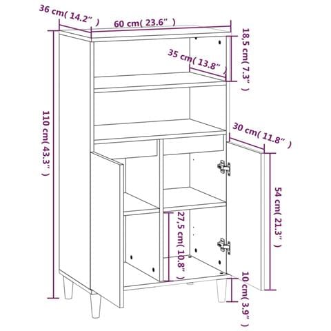 Credenza Rovere Sonoma 60x36x110 Cm In Legno Multistrato - Foto 12