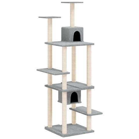 Albero Per Gatti Con Tiragraffi In Sisal Grigio Chiaro 176 Cm - Foto 1
