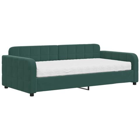 Divano Letto Con Materasso Verde Scuro 100x200 Cm In Velluto - Foto 1