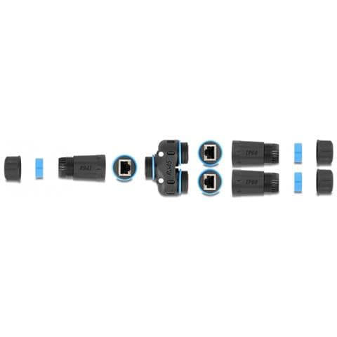 Cavo connettore RJ45 femmina per 2 x RJ45 femmina Cat. 6A impermeabile - Foto 2