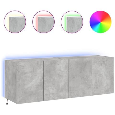 Mobili Tv A Parete Con Luci Led 2pz Grigio Cemento 60x35x41 Cm - Foto 2