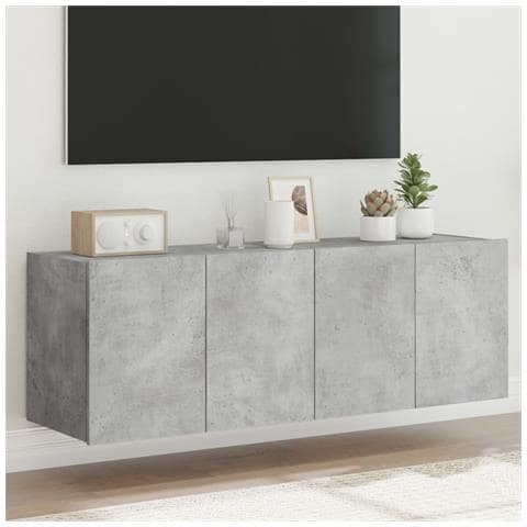 Mobili Tv A Parete Con Luci Led 2pz Grigio Cemento 60x35x41 Cm - Foto 1