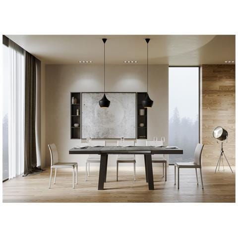 Tavolo Allungabile 90x120/380 Cm Bridge Evolution Telaio Antracite - Cemento - Foto 2