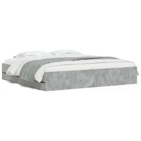 Giroletto Cassetti Grigio Cemento 180x200 Cm Legno Multistrato - Foto 2