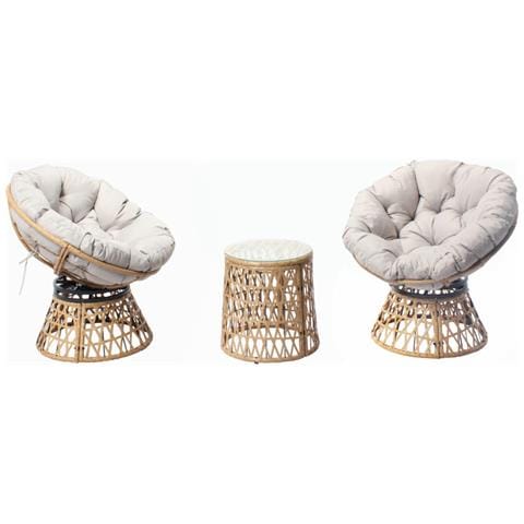Papasan Set Di Mobili Da Giardino 2 Poltrone E 1 Tavolo - Foto 1