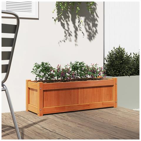Fioriera Giardino Marrone Cera 90x31x31 Cm Legno Massello Pino - Foto 3