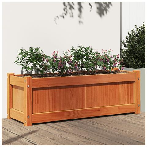 Fioriera Giardino Marrone Cera 90x31x31 Cm Legno Massello Pino - Foto 1