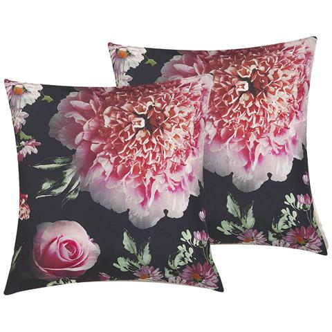 Set Di 2 Cuscini Hedera 45 X 45 Cm Nero Trama Floreale - Foto 2