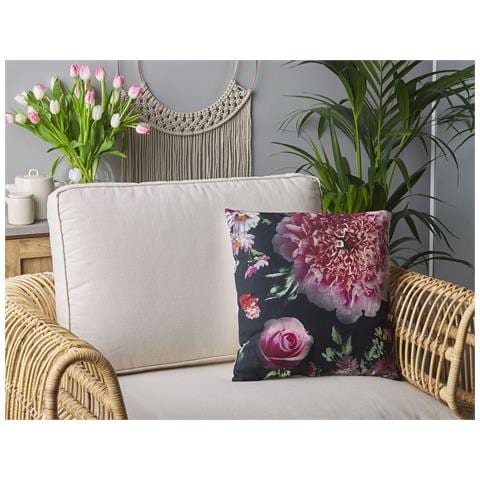 Set Di 2 Cuscini Hedera 45 X 45 Cm Nero Trama Floreale - Foto 1
