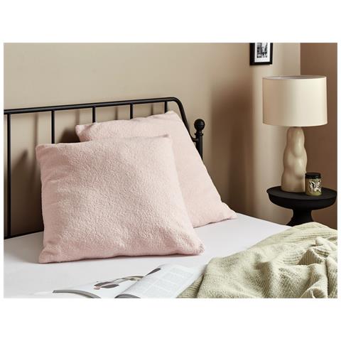 Set Di 2 Cuscini Leuzea Bouclé 60 X 60 Cm Tinta Unita Rosa Pastello - Foto 1