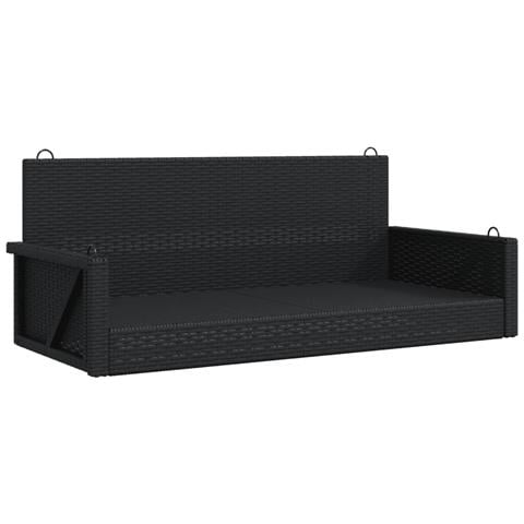 Panchina a Dondolo Nera 119x56x48 cm in Polyrattan - Foto 2