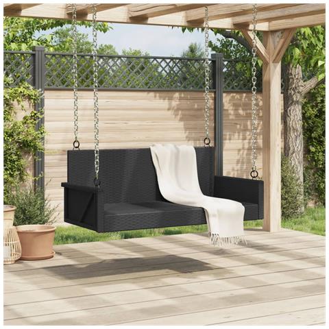 Panchina a Dondolo Nera 119x56x48 cm in Polyrattan - Foto 3