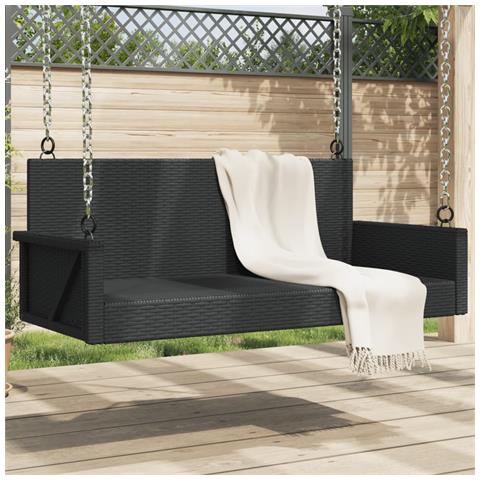 Panchina a Dondolo Nera 119x56x48 cm in Polyrattan - Foto 1