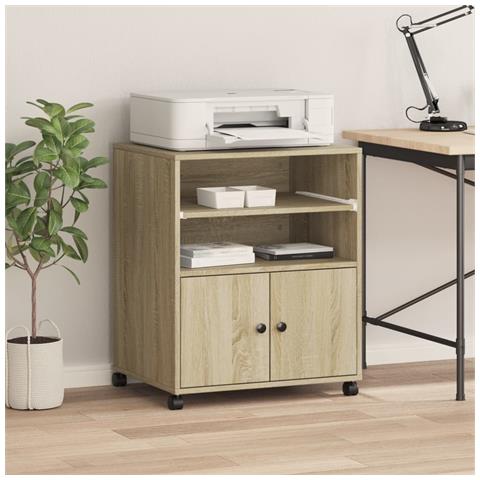 Supporto Per Stampante Con Ruote Rovere Sonoma 60x48x74 Cm - Foto 3